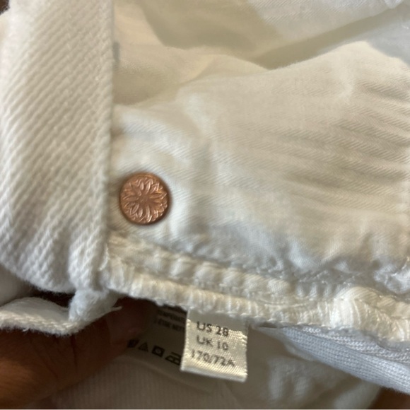 Free People We The Free Women's Size 28 White Denim Distressed Shorts Pockets - Picture 6 of 6